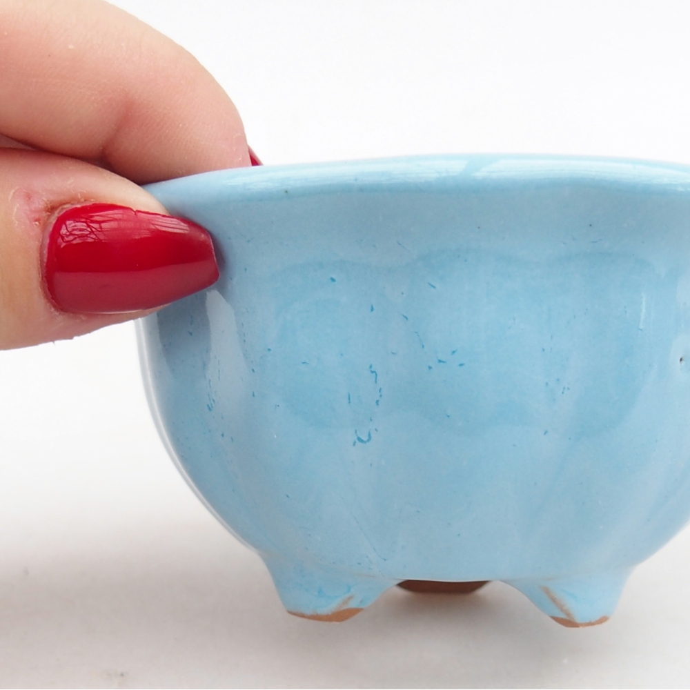 Cuenco bonsái de cerámica 8,5 x 8,5 x 4,5 cm, color azul