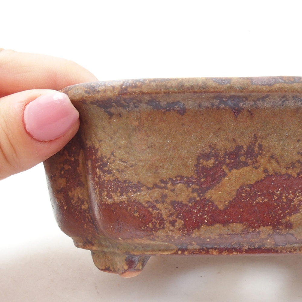 Cuenco bonsái de cerámica 13,5 x 10 x 5 cm, color marrón