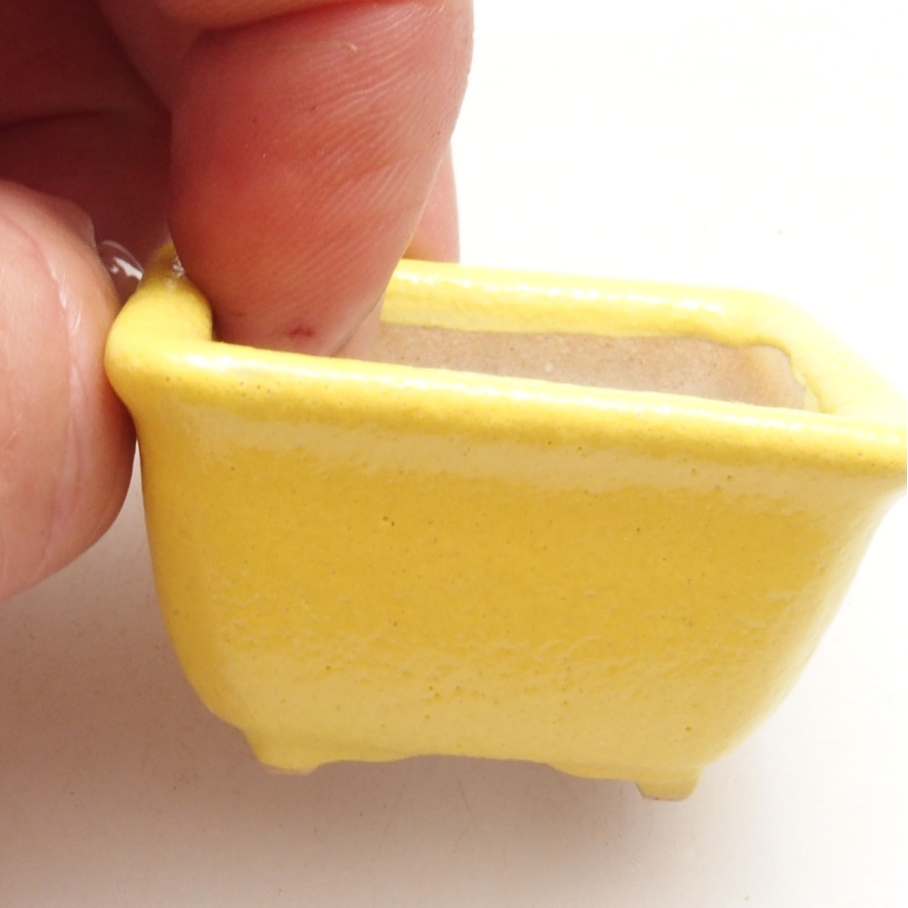 Cuenco bonsái de cerámica 4 x 3 x 2,5 cm, amarillo