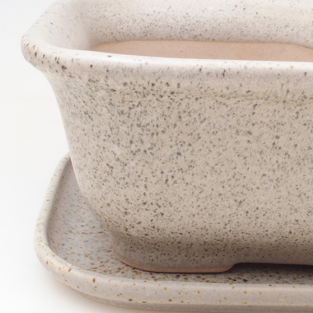 Cuenco bonsai + platillo H37 - 14,5x13x6,5 cm. - beige