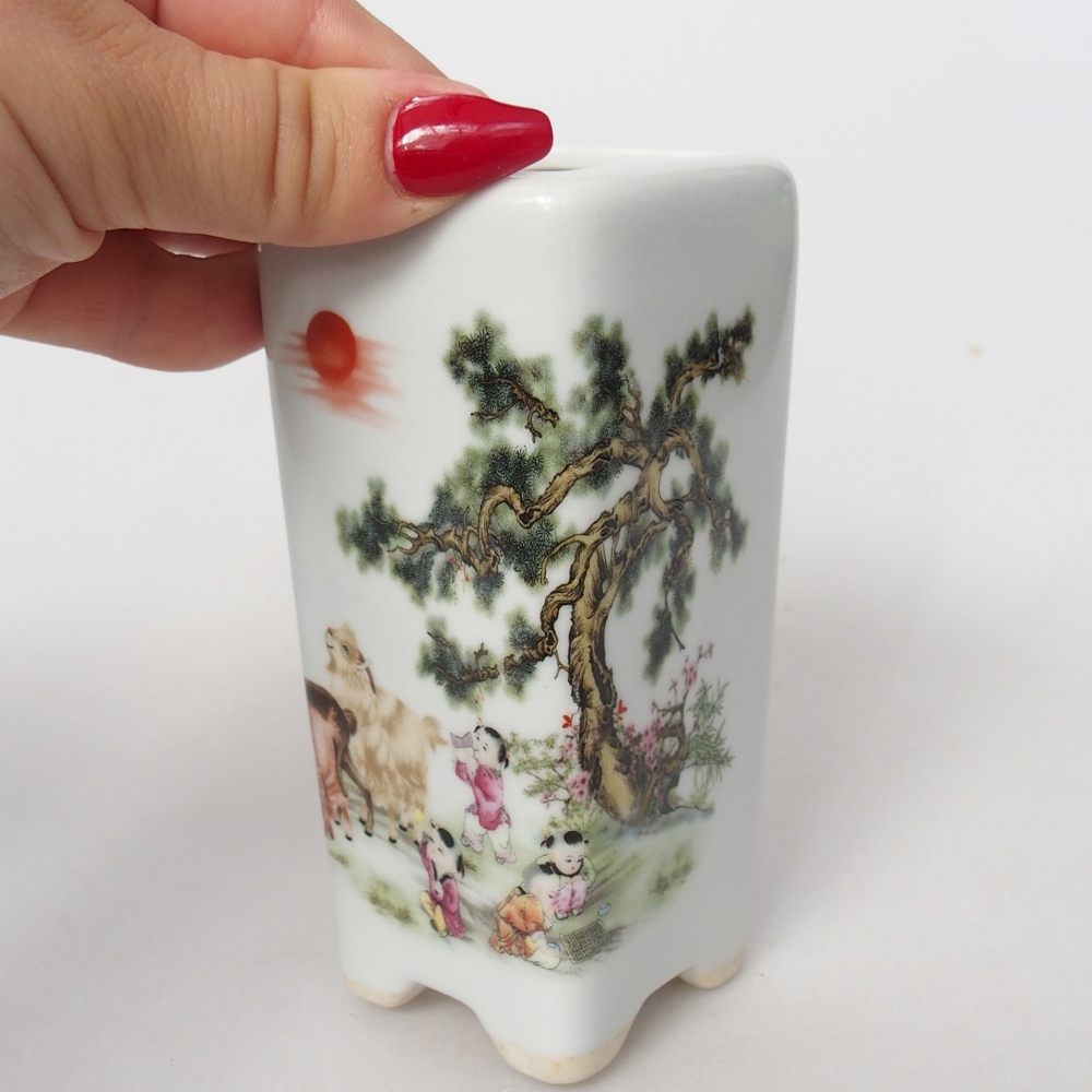 Cuenco bonsái de cerámica 5,5 x 5,5 x 12 cm, color blanco