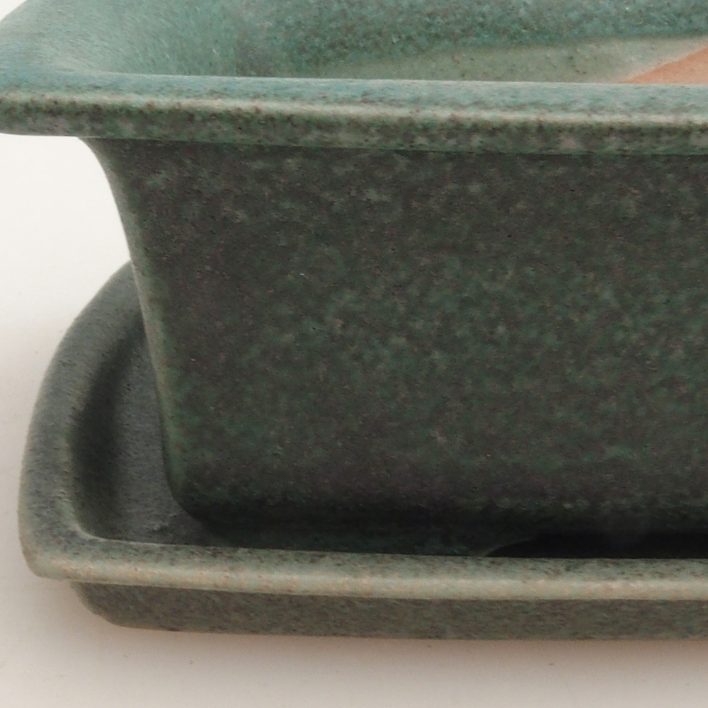 Cuenco bonsái + platillo H11 - 11,5 x 10 x 4 cm - verde