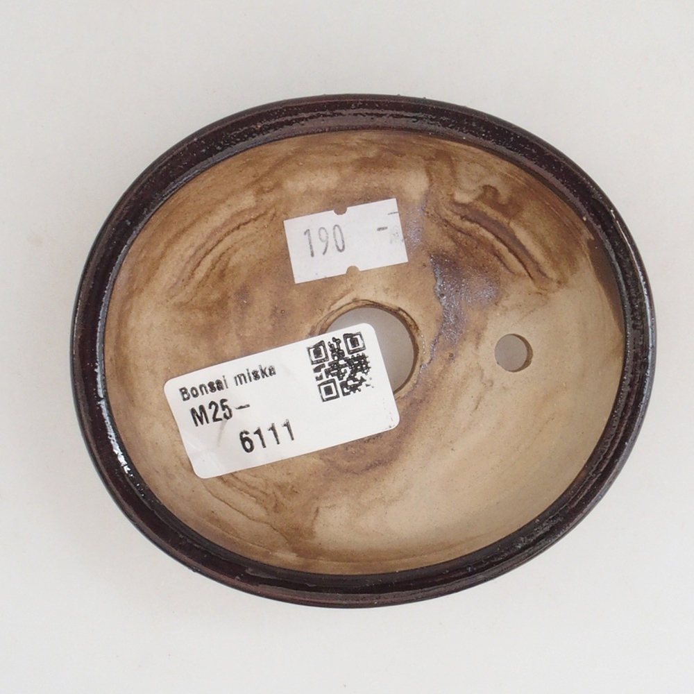 Cuenco bonsái de cerámica 10 x 8,5 x 4 cm, marrón