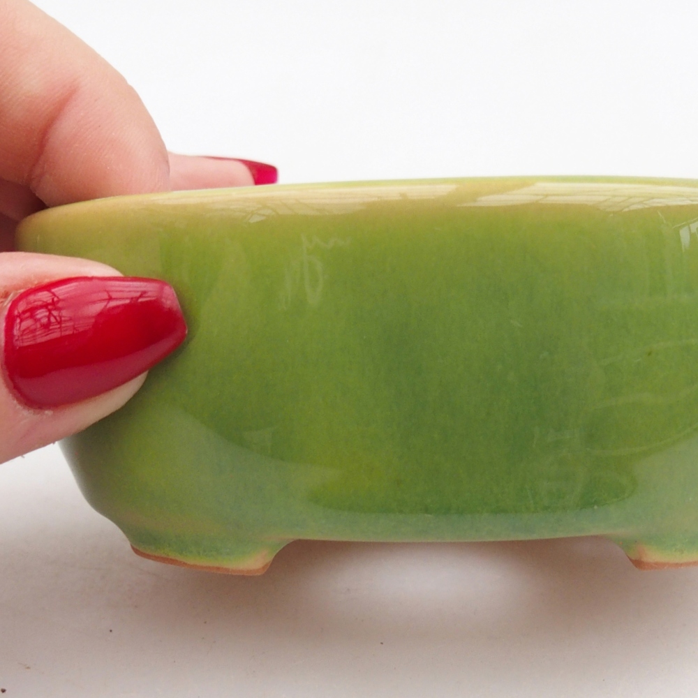 Cuenco bonsái de cerámica 9,5 x 7,5 x 3,5 cm, verde