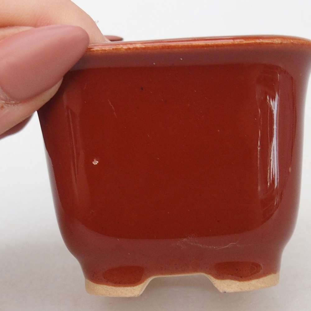 Cuenco bonsái de cerámica 6,5 x 6,5 x 4,5 cm, marrón