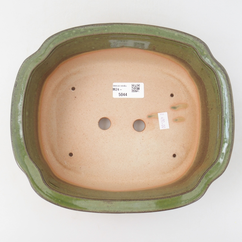 Cuenco bonsái de cerámica 24,5 x 21 x 7 cm, verde