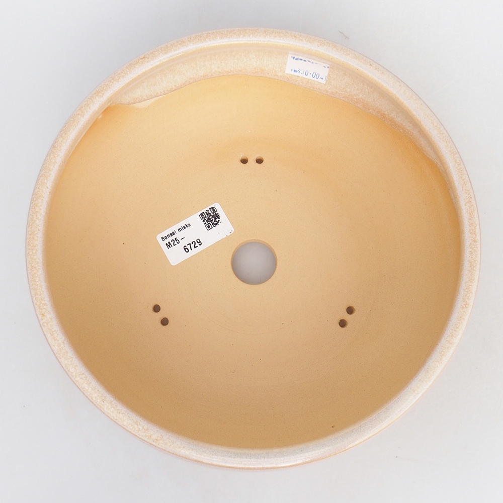 Cuenco bonsái de cerámica 21,5 x 21,5 x 7,5 cm, color beige