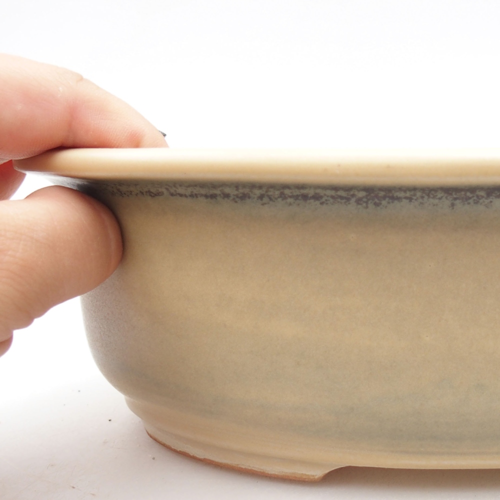 Cuenco bonsái de cerámica 23 x 19,5 x 7 cm, color beige