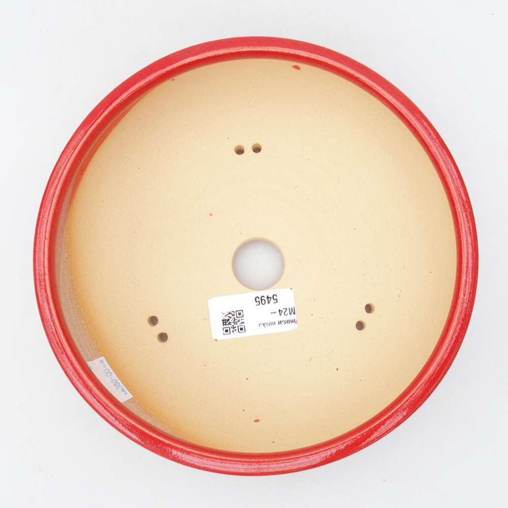 Cuenco bonsái de cerámica 18,5 x 18,5 x 6 cm, color rojo