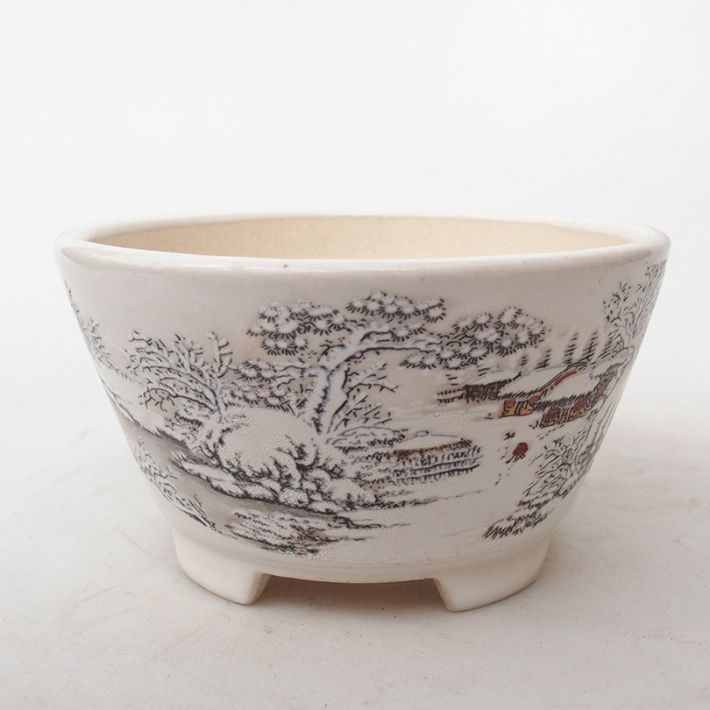 Cuenco bonsái de cerámica 12 x 12 x 6,5 cm, color blanco