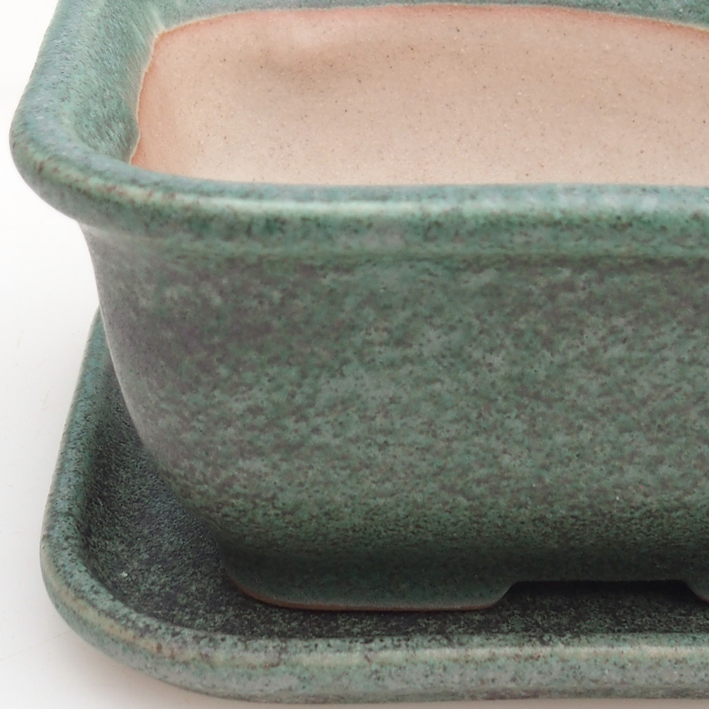 Cuenco bonsái + platillo H11 - 11,5 x 10 x 4 cm - verde