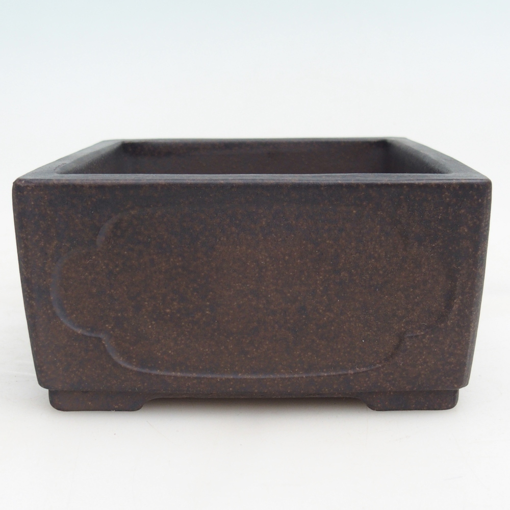 Cuenco bonsái de cerámica 12,5 x 12,5 x 6,5 cm, color ocre parduzco