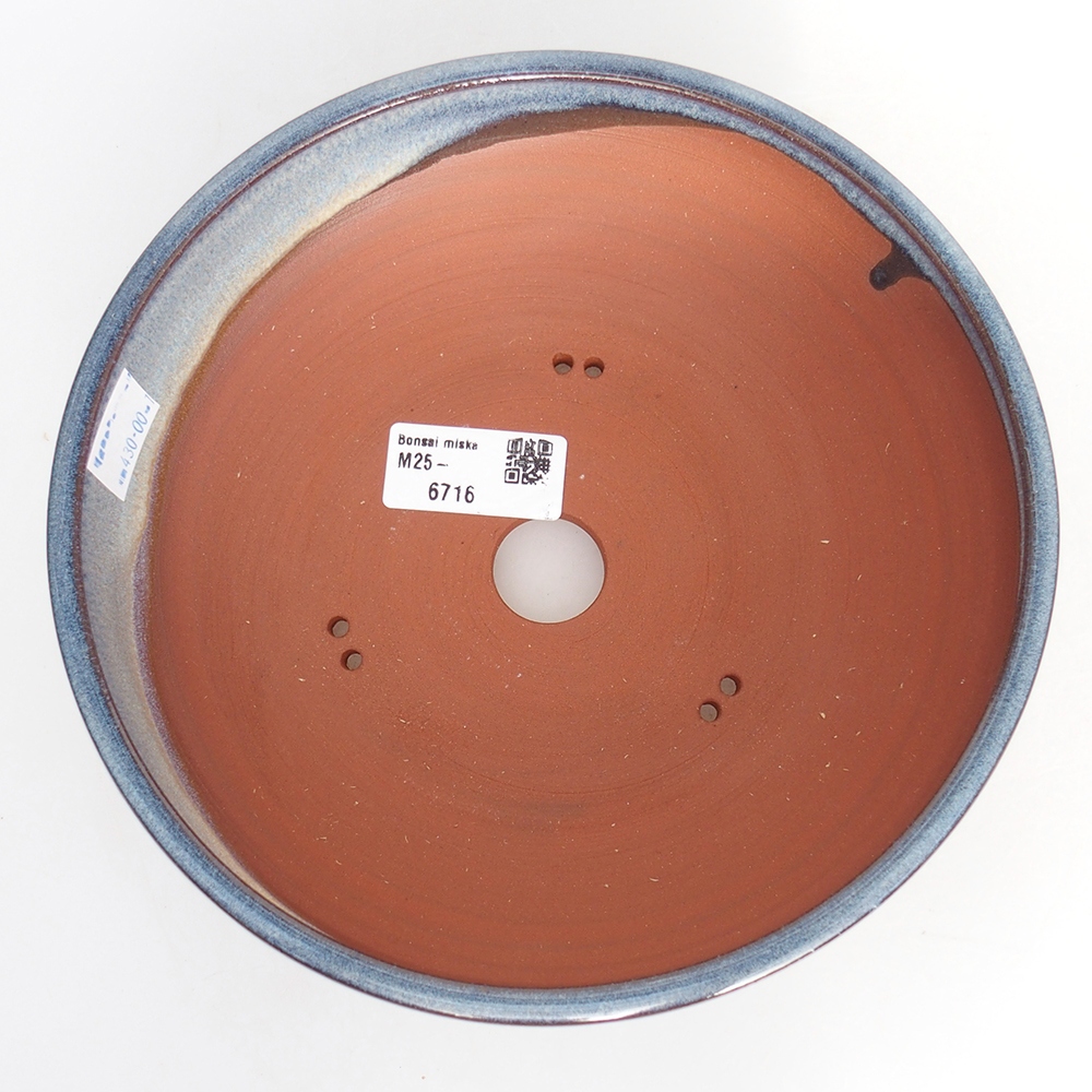 Cuenco bonsái de cerámica 19,5 x 19,5 x 6 cm, color azul