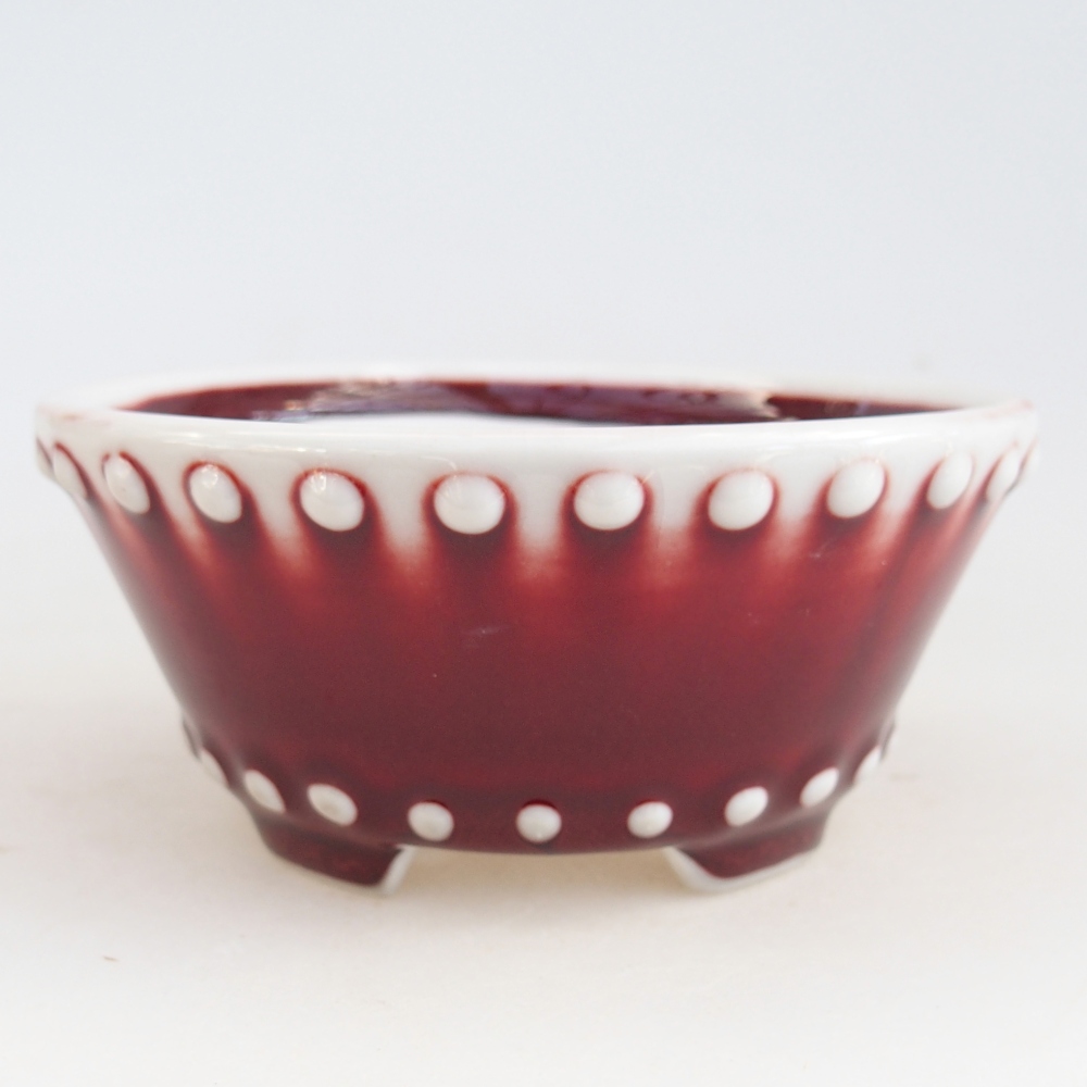 Cuenco bonsái de cerámica 10,5 x 10,5 x 5 cm, color rojo