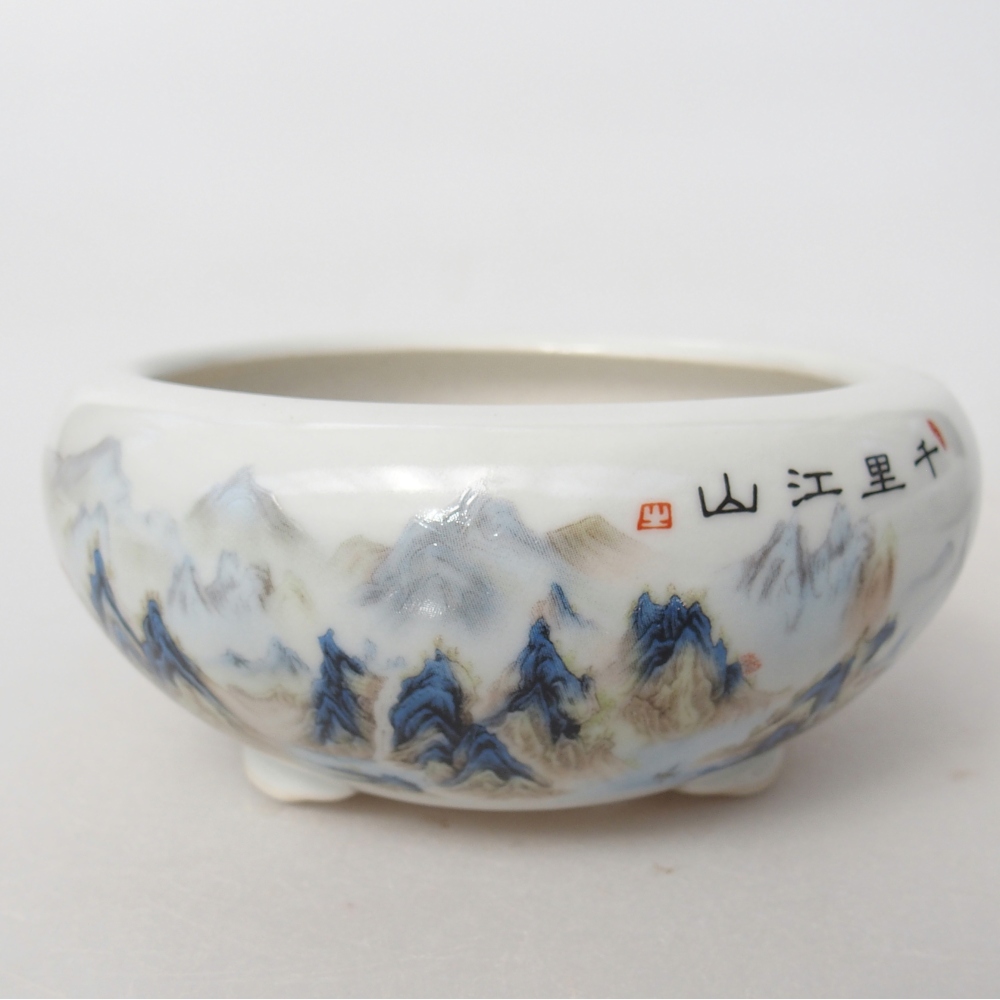 Cuenco bonsái de cerámica 10 x 10 x 5 cm, color blanco