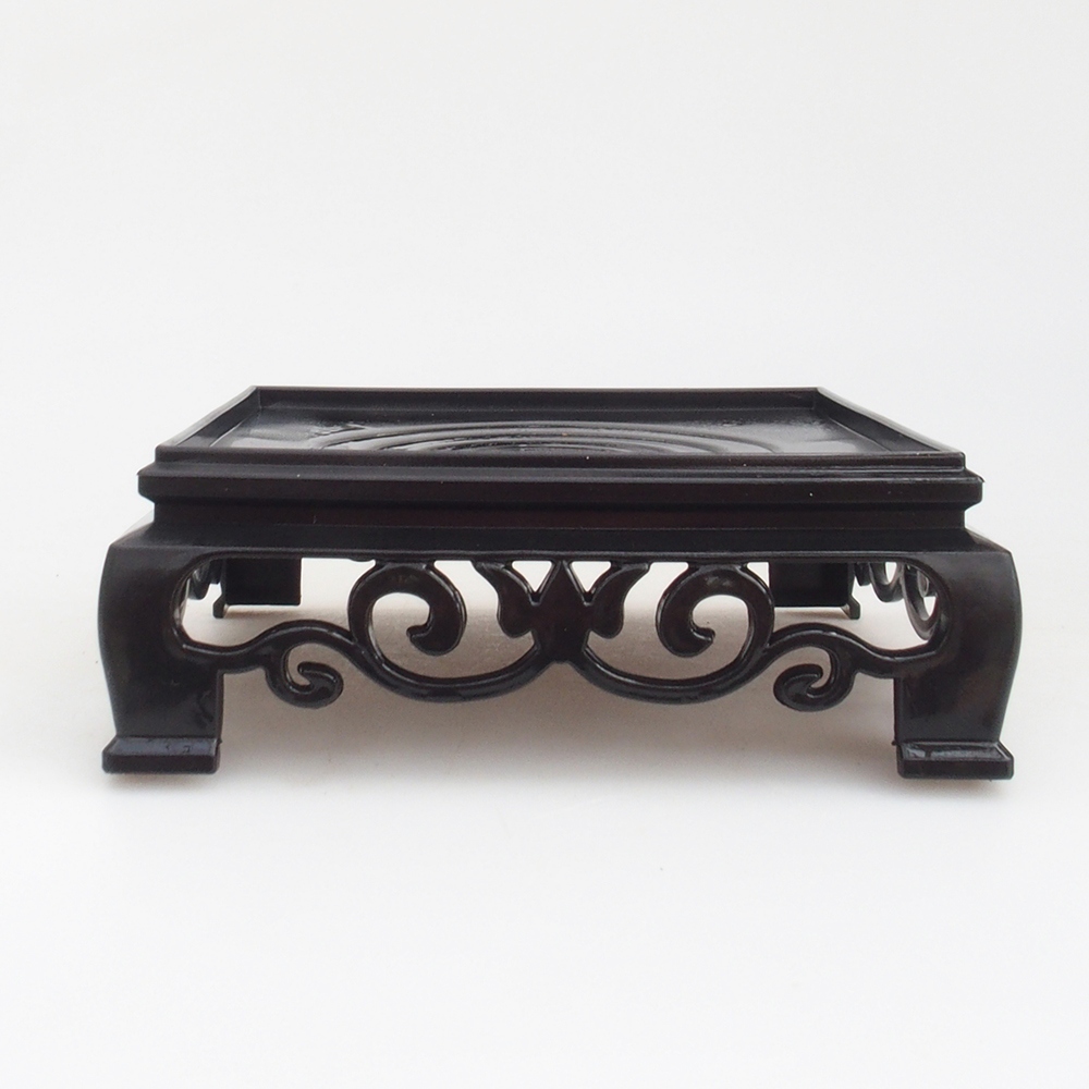 Mesa bonsai cuadrada de plástico 14,5 x 14,5 x 5 cm, color negro