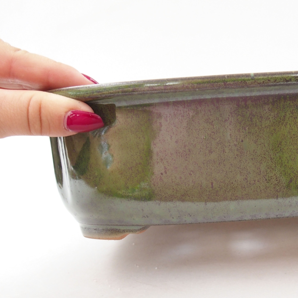 Cuenco bonsái de cerámica 24,5 x 21 x 7 cm, verde