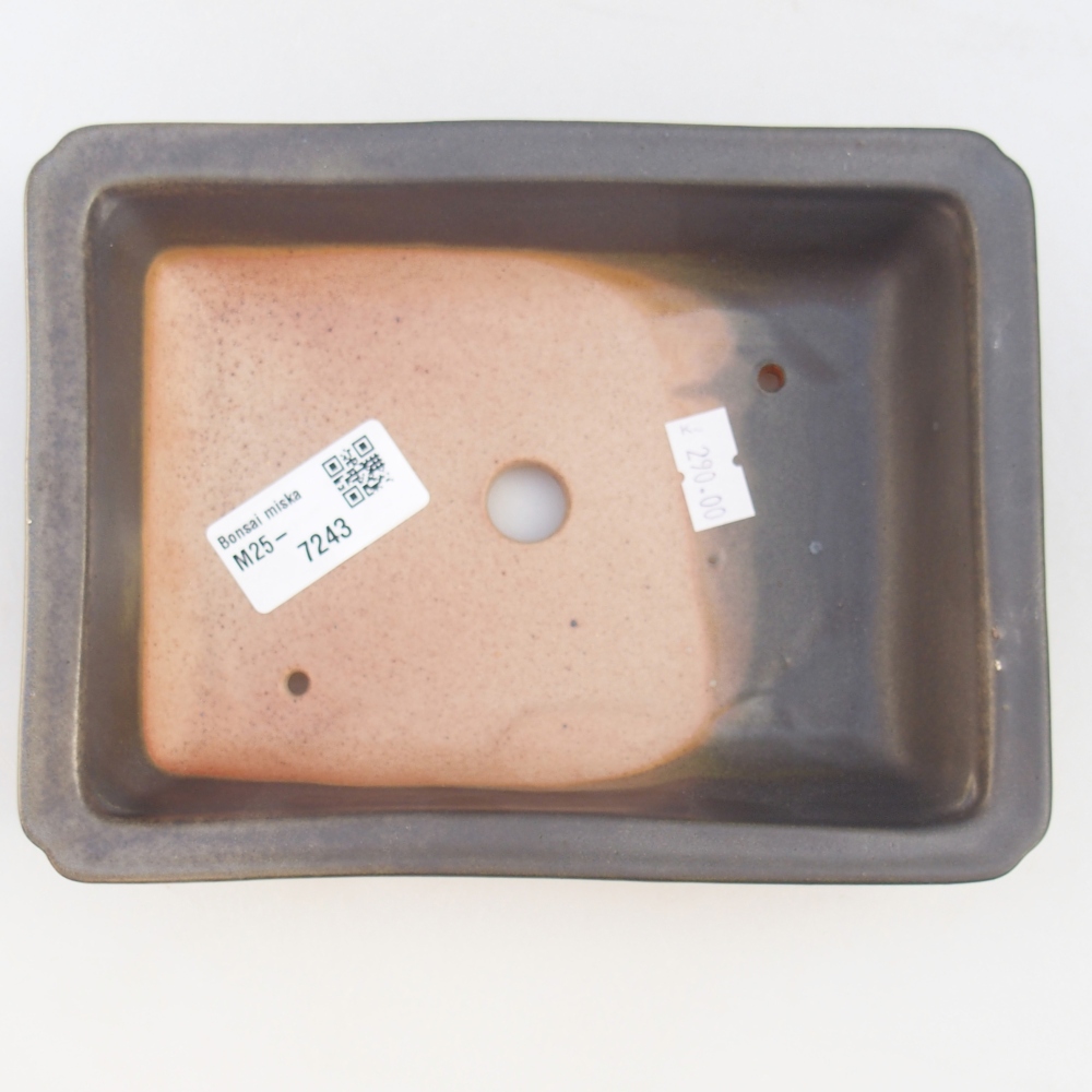 Cuenco bonsái de cerámica 18 x 13,5 x 4 cm, color metálico