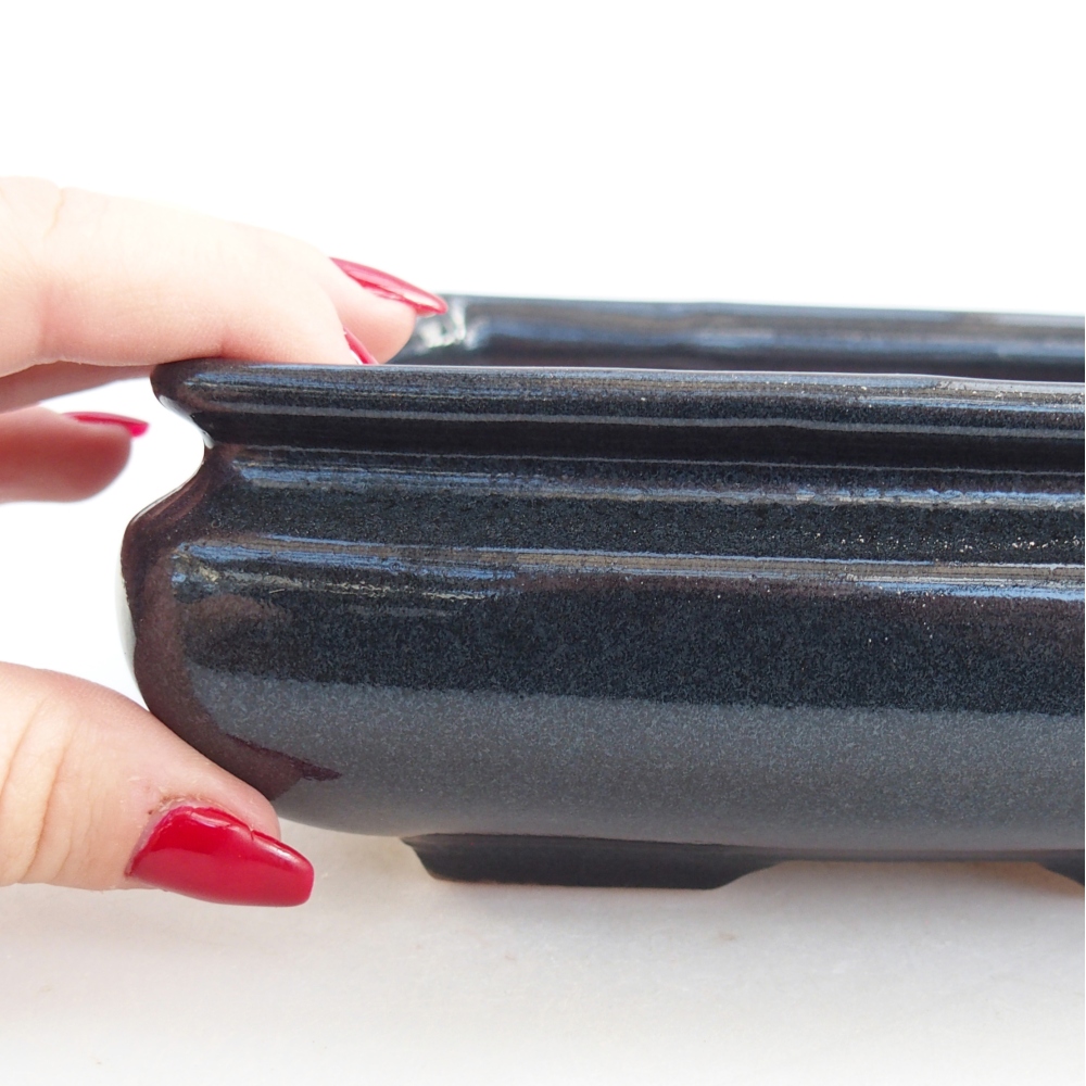 Cuenco bonsái de cerámica 15,5 x 15,5 x 6 cm, negro