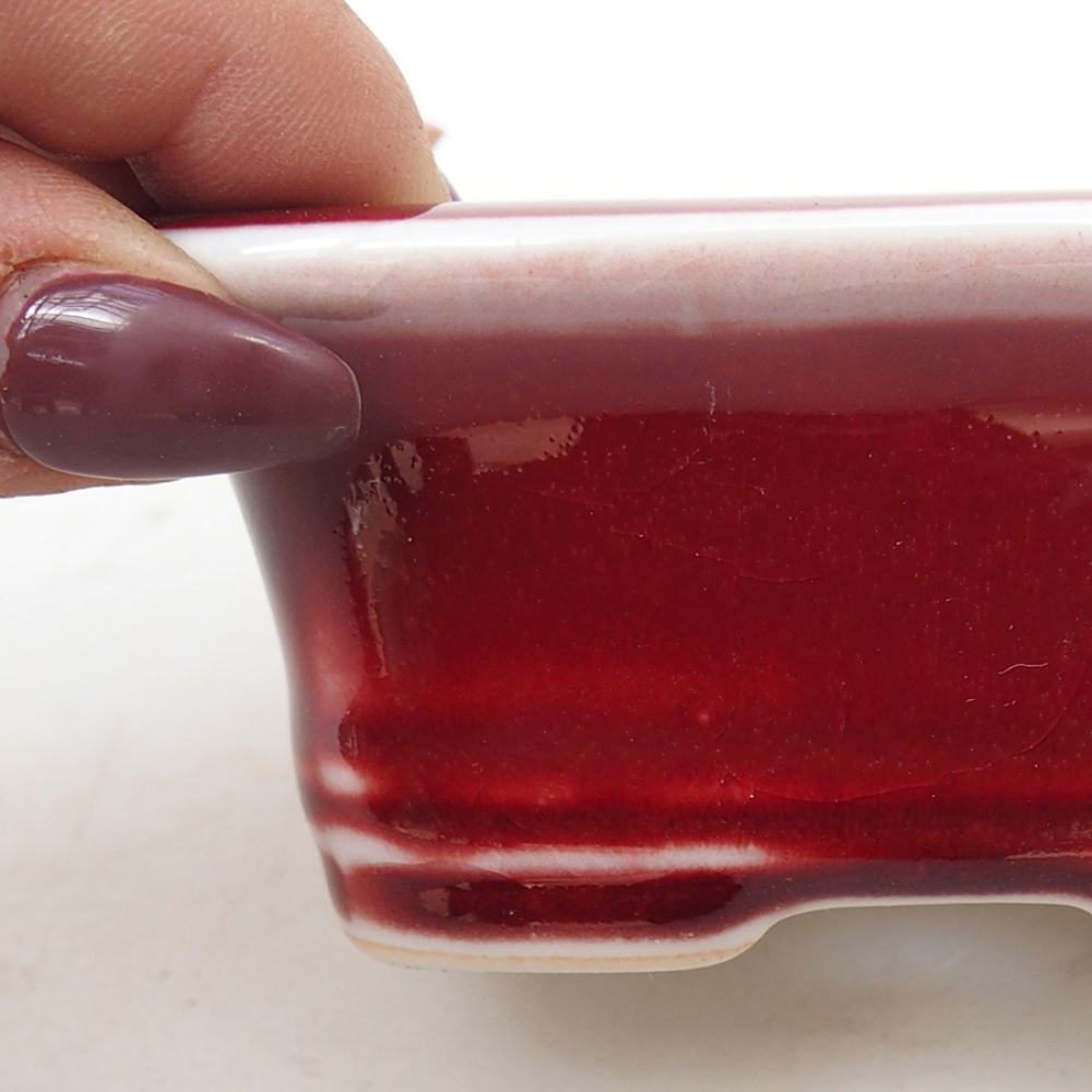 Cuenco bonsái de cerámica 10 x 7,5 x 4 cm, color rojo