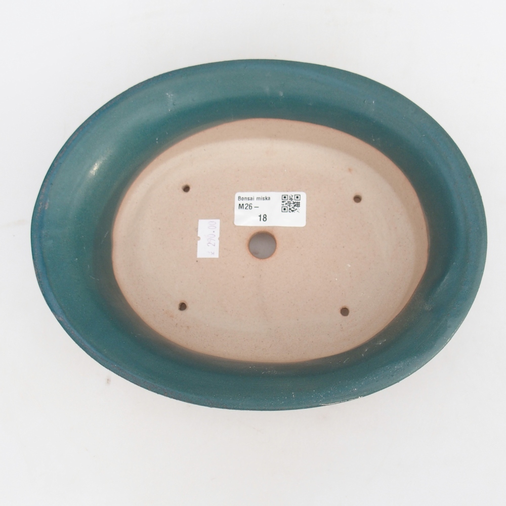 Cuenco bonsái de cerámica 22,5 x 18,5 x 7 cm, color azul