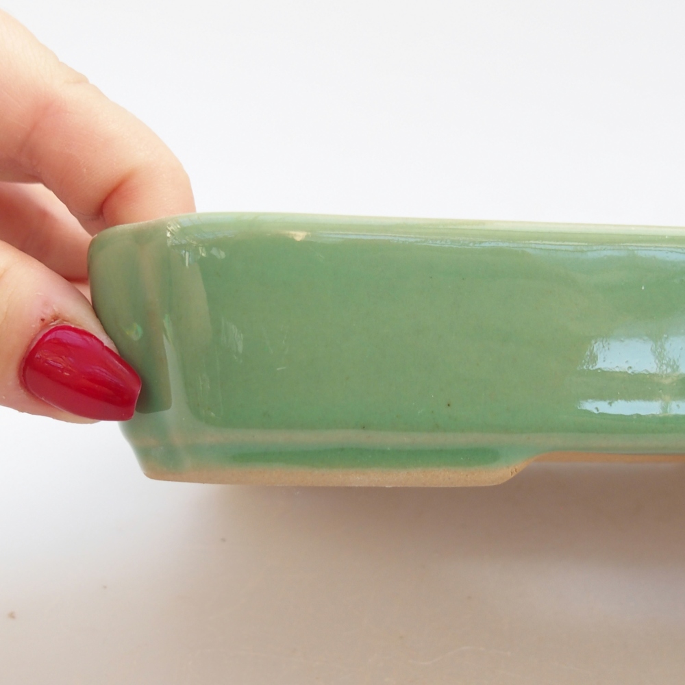 Cuenco bonsái de cerámica 18,5 x 13,5 x 3,5 cm, verde