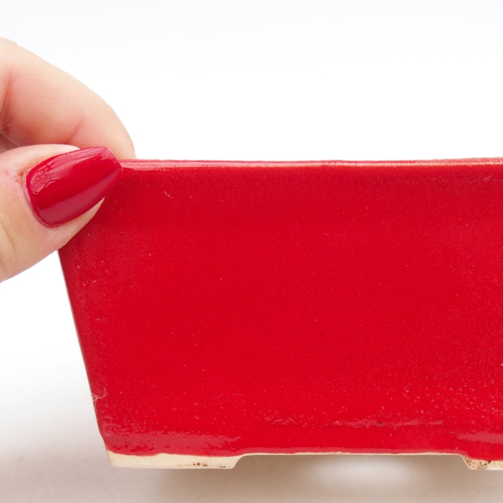 Cuenco bonsái de cerámica 11,5 x 9,5 x 6 cm, color rojo