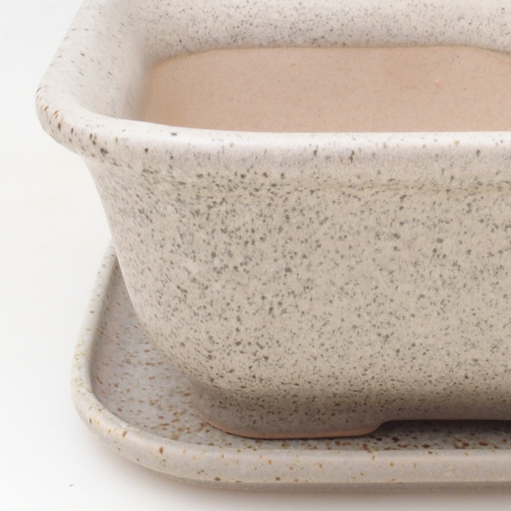 Cuenco bonsai + platillo H38 - 12x10x5,5 cm. - beige