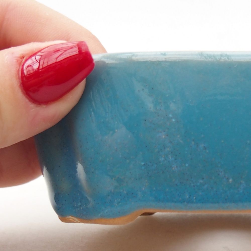 Cuenco bonsái de cerámica 10,5 x 8 x 3,5 cm, color azul