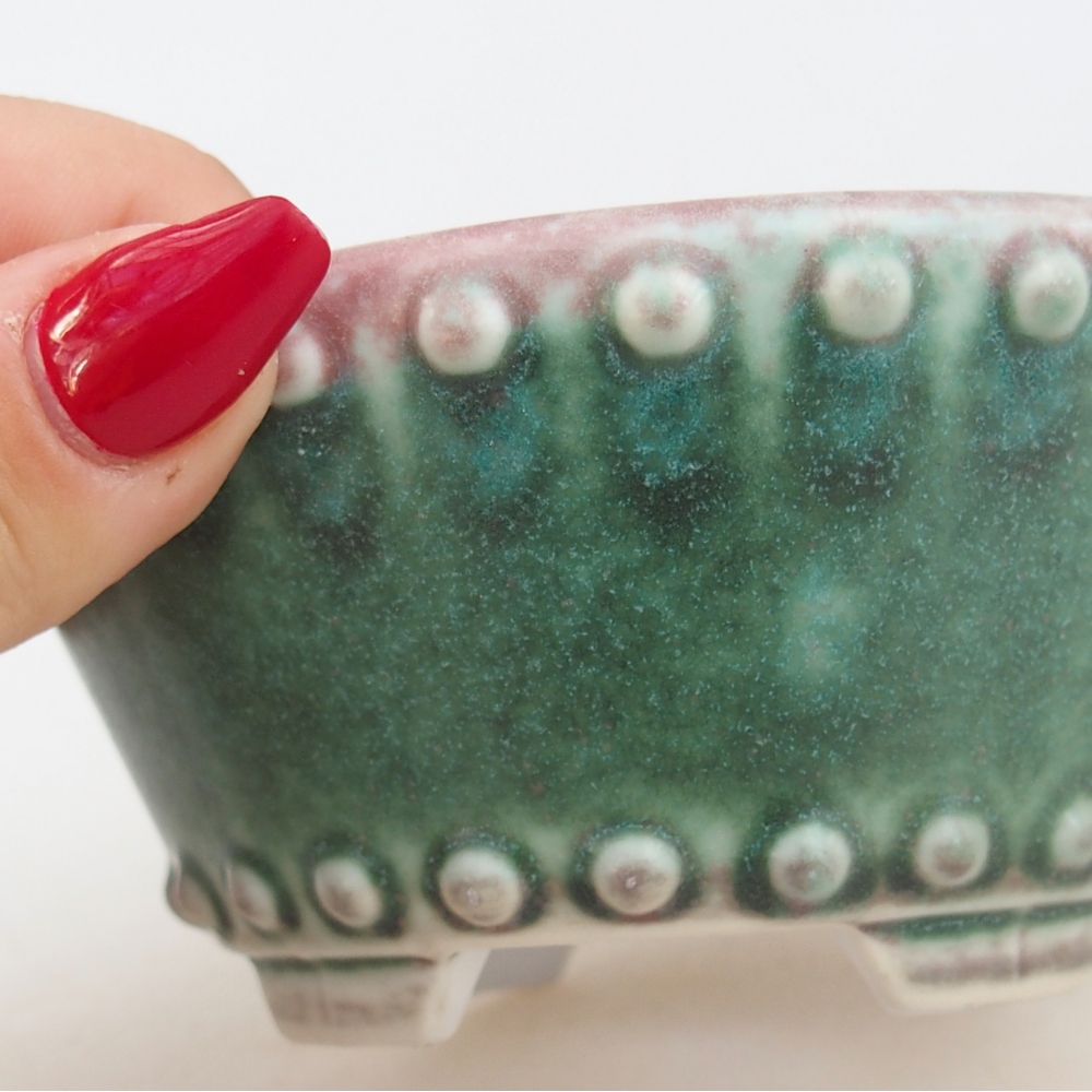 Cuenco bonsái de cerámica 10,5 x 10,5 x 5 cm, verde