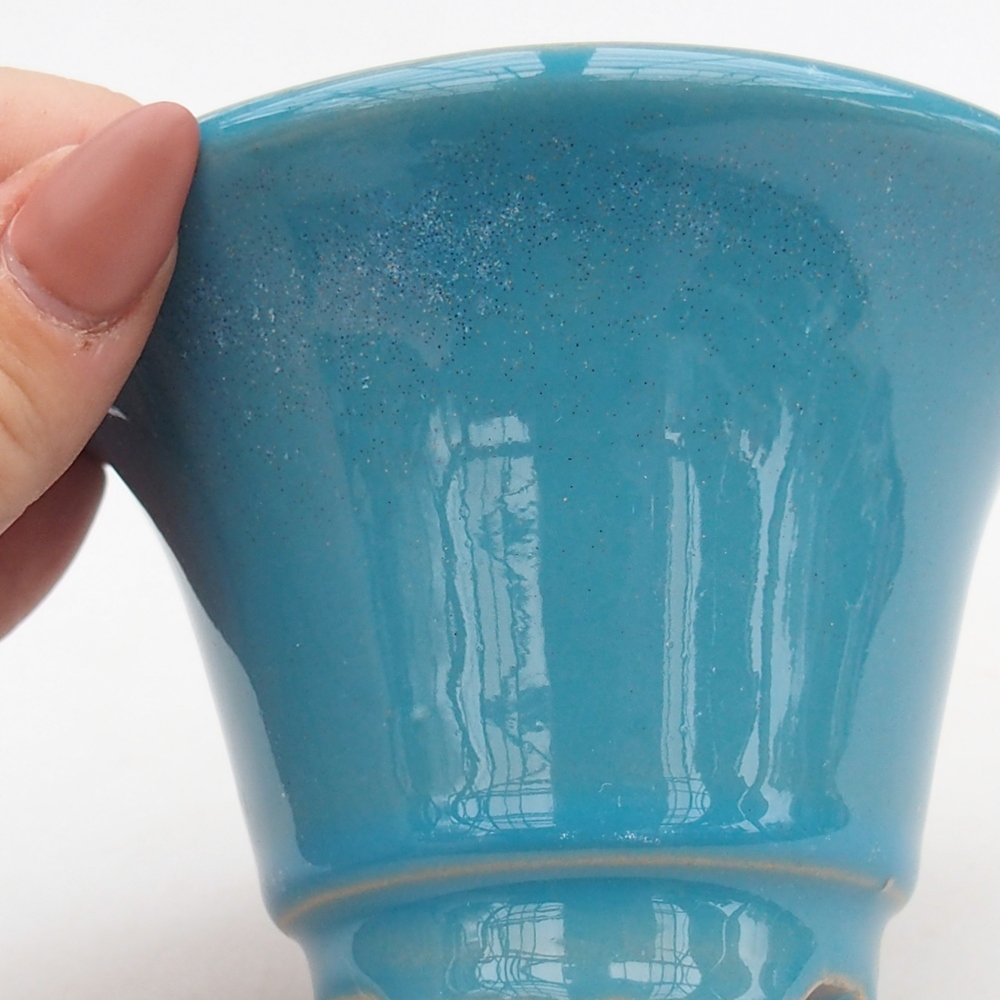 Cuenco bonsái de cerámica 10,5 x 10,5 x 7 cm, color azul