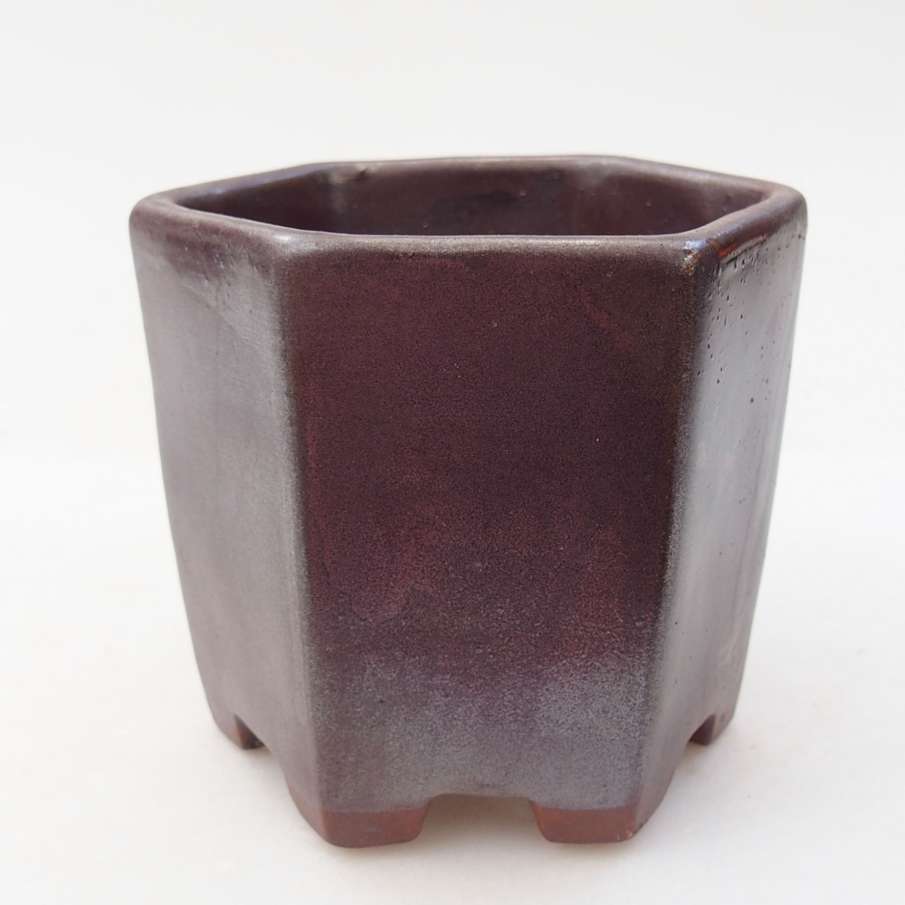 Cuenco bonsái de cerámica 9 x 8 x 8 cm, color metálico