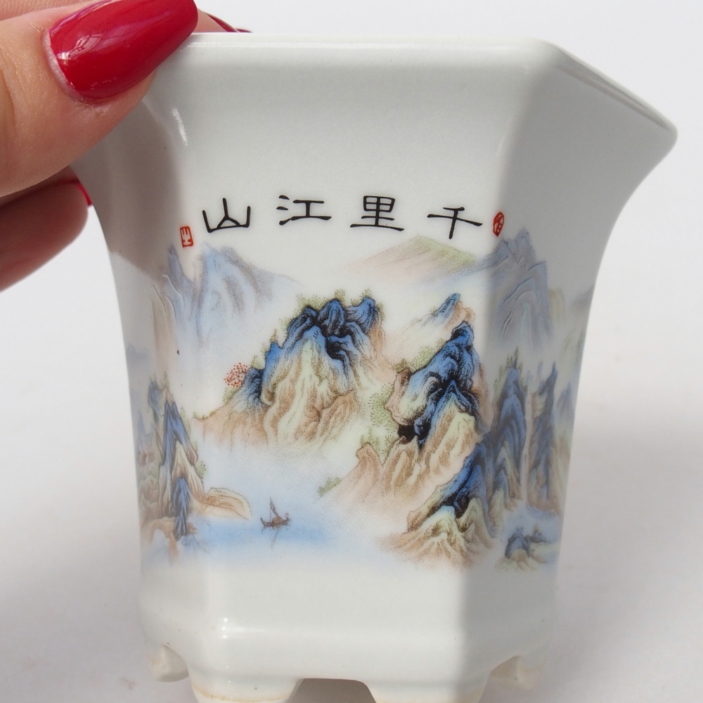 Cuenco bonsái de cerámica 10 x 9 x 9 cm, color blanco