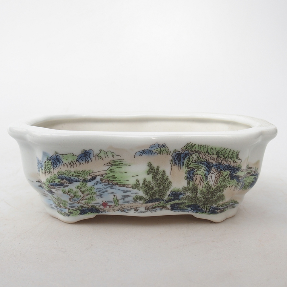 Cuenco bonsái de cerámica 15 x 11 x 5 cm, color blanco