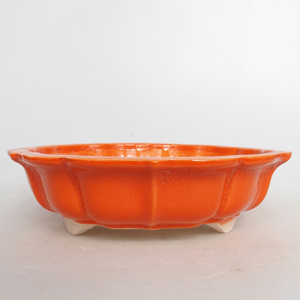 Cuenco bonsái de cerámica 18,5 x 18,5 x 5,5 cm, naranja