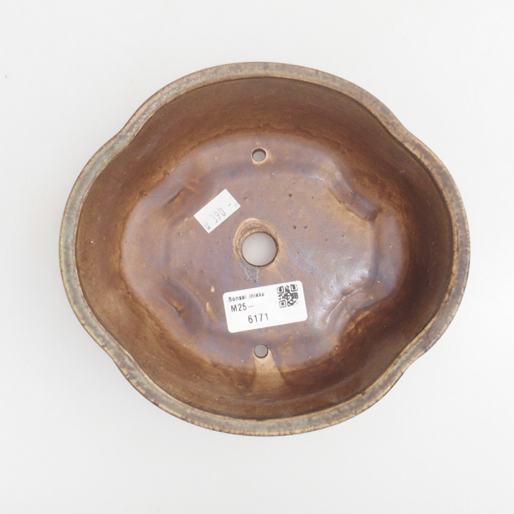 Cuenco bonsái de cerámica 10 x 8,5 x 4 cm, marrón