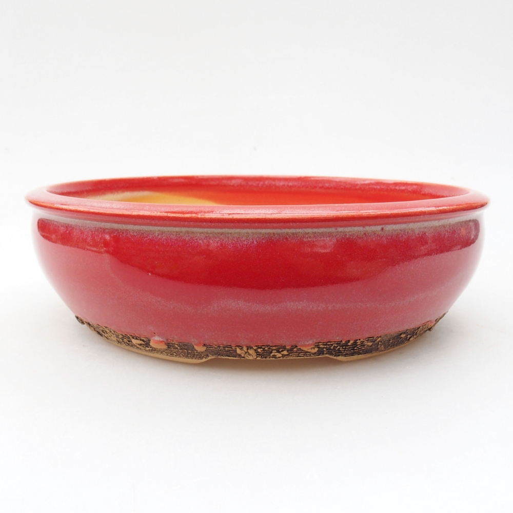 Cuenco bonsái de cerámica 19 x 19 x 5,5 cm, color rojo