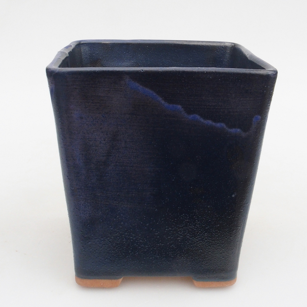 Cuenco bonsái de cerámica 10,5 x 10,5 x 10,5 cm, color azul