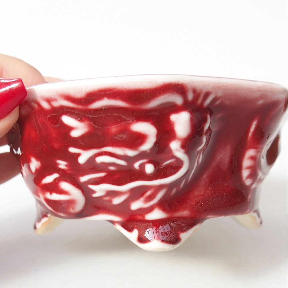 Cuenco bonsái de cerámica 11,5 x 11 x 5 cm, color rojo