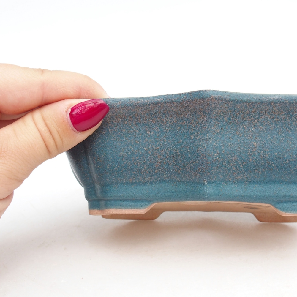 Cuenco bonsái de cerámica 15,5 x 11,5 x 4,5 cm, color azul