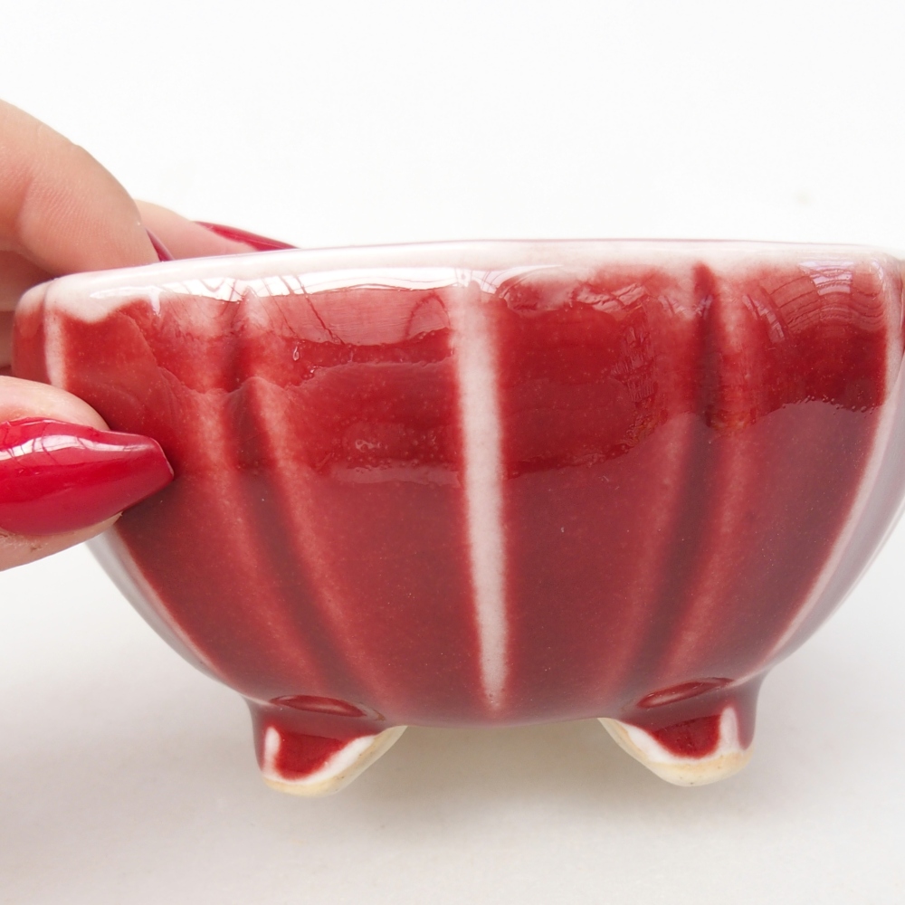 Cuenco bonsái de cerámica 11 x 11 x 5,5 cm, color rojo