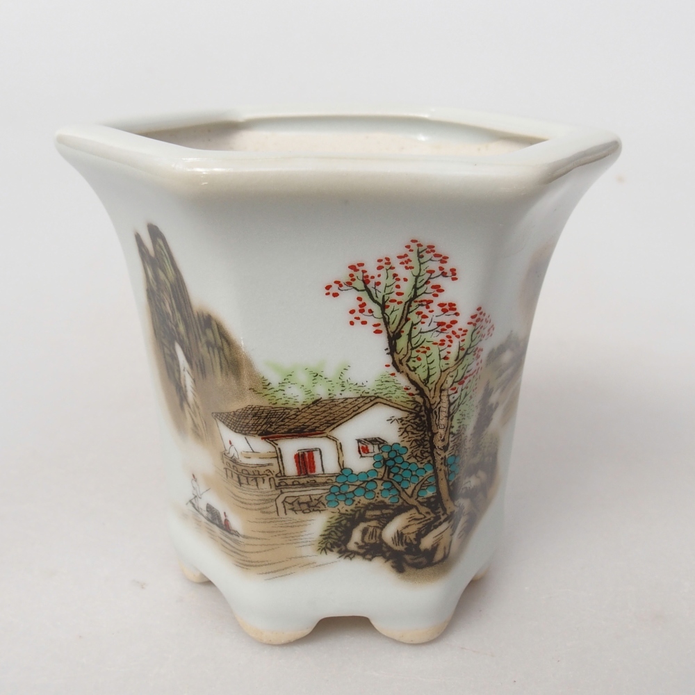 Cuenco bonsái de cerámica 10 x 9 x 9 cm, color blanco