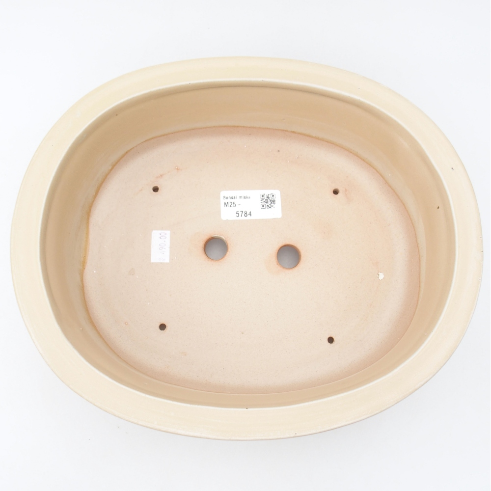 Cuenco bonsái de cerámica 26 x 22 x 8 cm, color beige