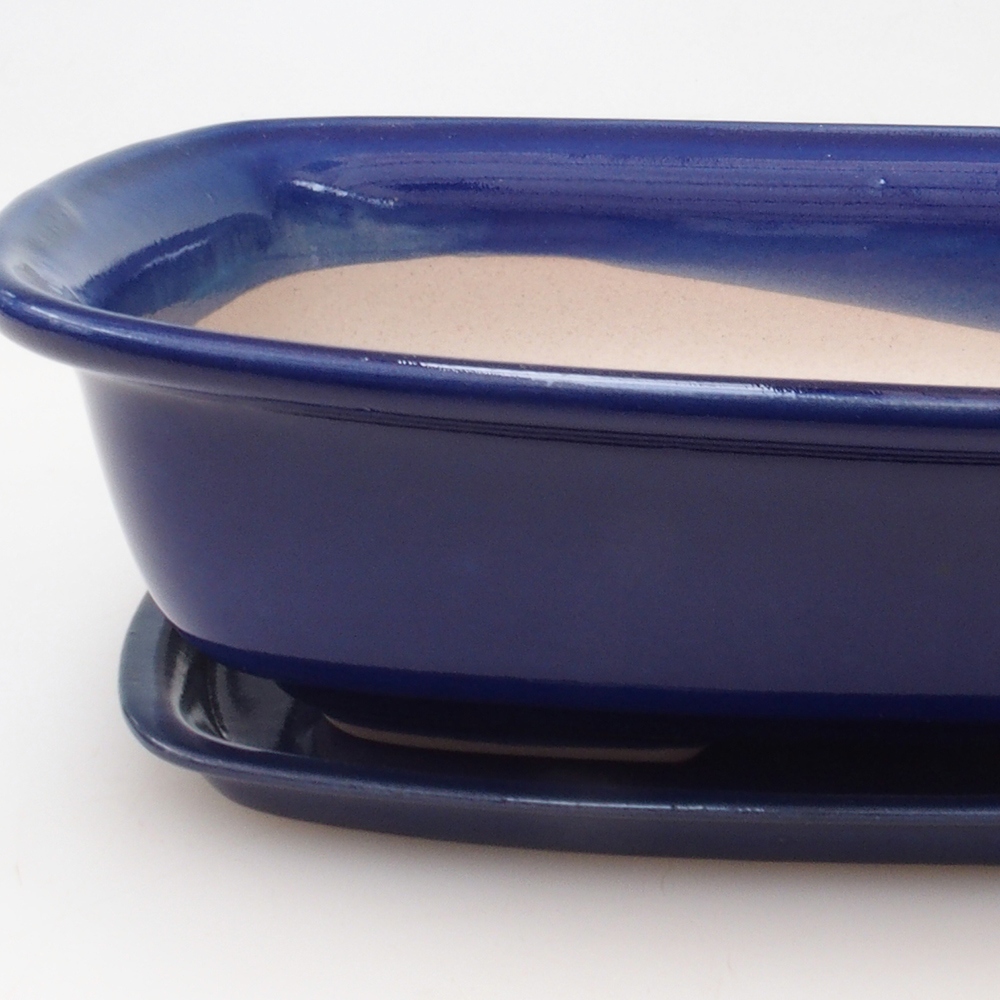 Cuenco bonsái + platillo H07 - 30 x 23 x 7,5 cm - azul