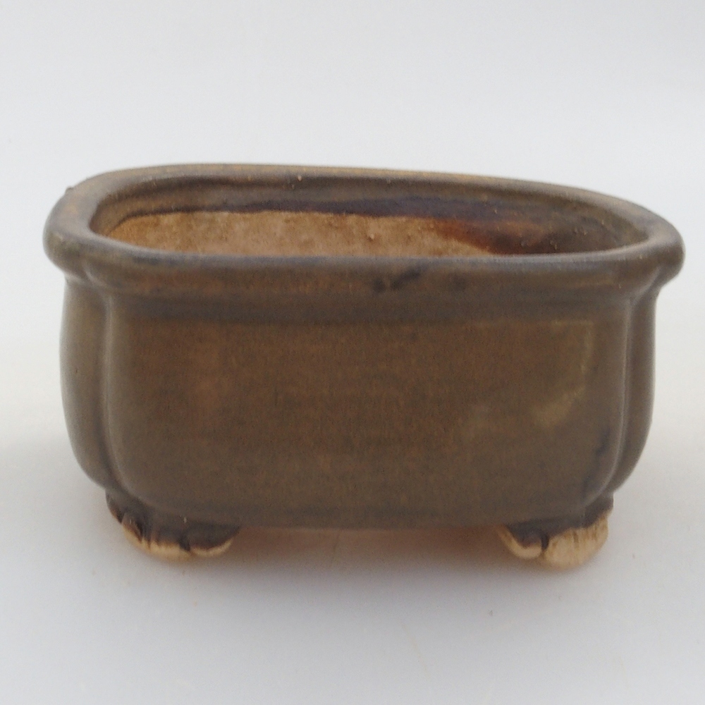 Cuenco bonsái de cerámica 10 x 8,5 x 4 cm, marrón