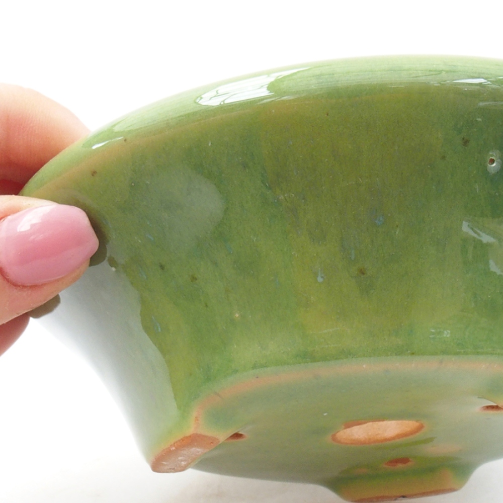 Cuenco bonsái de cerámica 13,5 x 13,5 x 5 cm, verde
