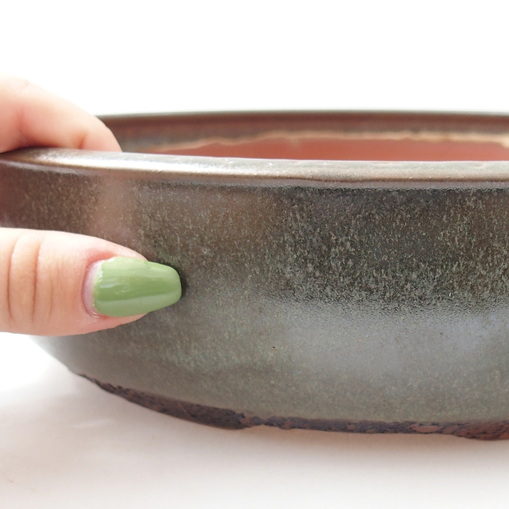 Cuenco bonsái de cerámica 25,5 x 25,5 x 6,5 cm, verde