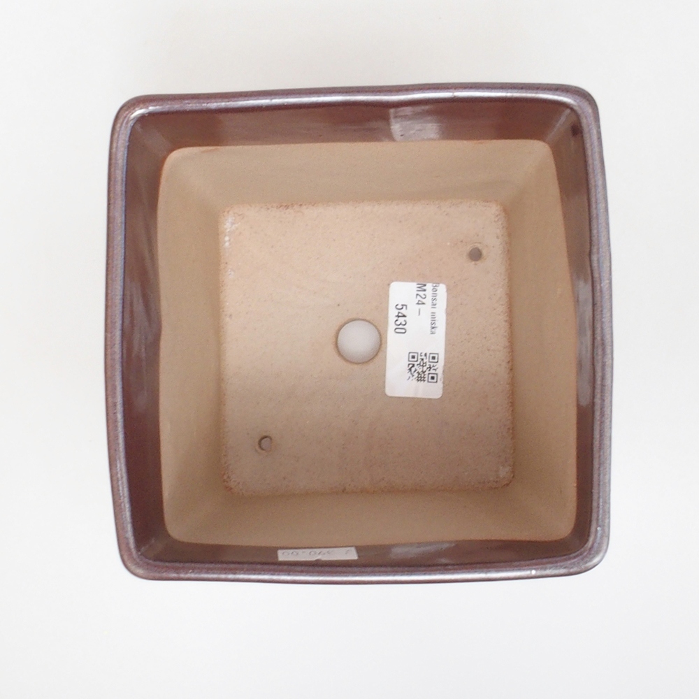 Cuenco bonsái de cerámica 13,5 x 13,5 x 13,5 cm, marrón