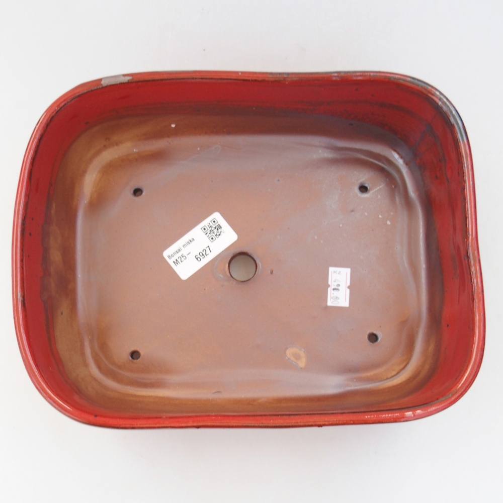 Cuenco bonsái de cerámica 23 x 18 x 7,5 cm, color rojo