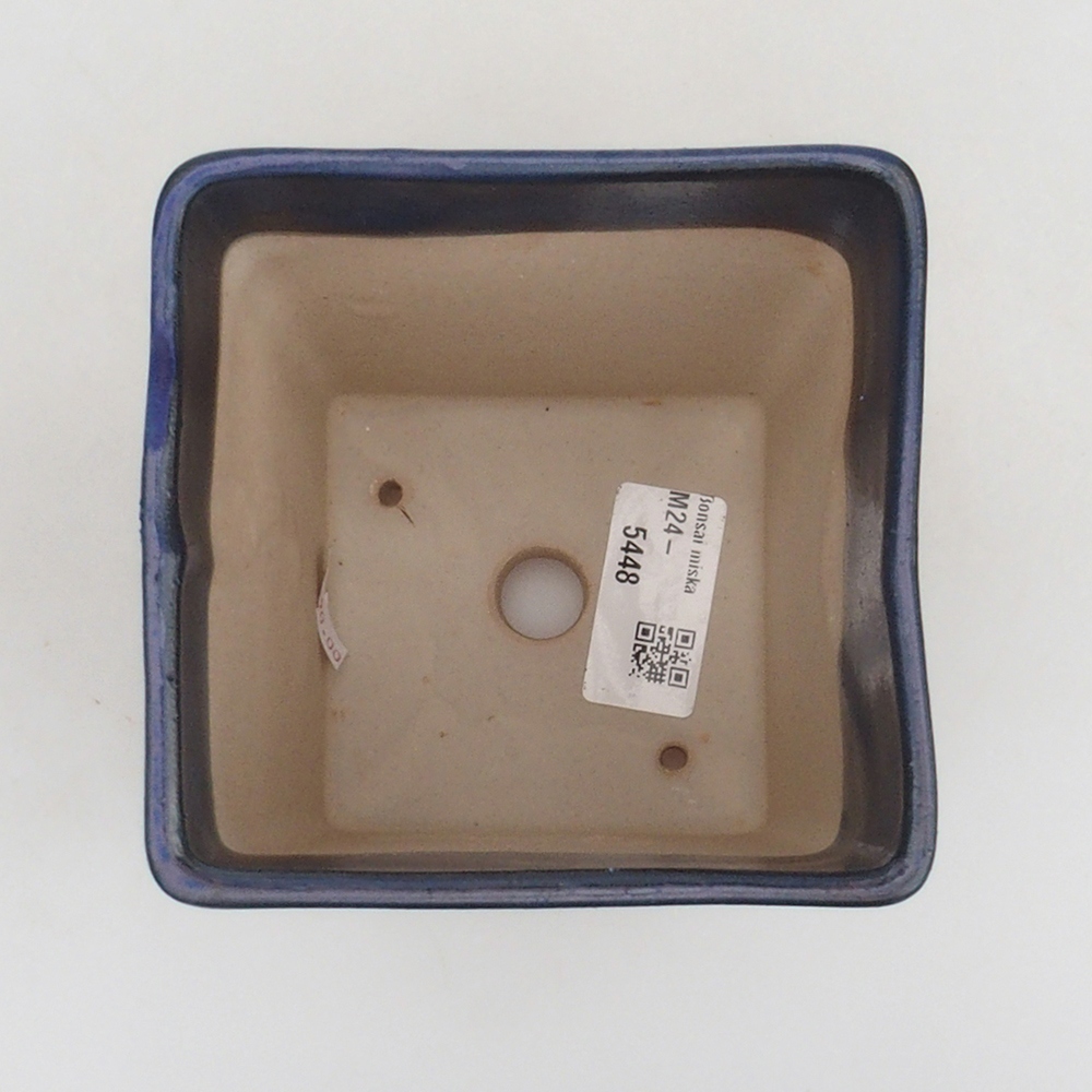 Cuenco bonsái de cerámica 10,5 x 10,5 x 10,5 cm, color azul